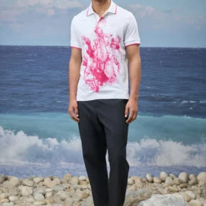 mint green premium cotton pique dotted abstract print polo t shirt